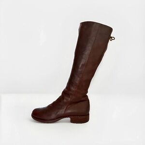FIORENTINI + BAKER BROWN LEATHER EMMA KNEE HIGH LACE UP TOP BOOTS